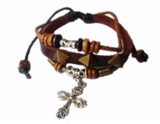 4030153 Leather Cross Bracelet Christian Jesus Religious Jewelry