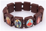 4030164 Brown Saints & Religious Icons Stretch Bracelet Wooden Wood Beads