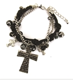 4030174 Corded Chain Bead Cross Christian Bracelet Jesus Religious Bible