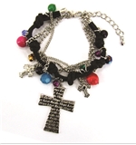 4030175 Corded Chain Bead Cross Christian Bracelet Jesus Religious Bible