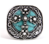 4030178 Christian Cross Turquoise Religious Stretch Ring Bible