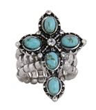 4030182 Christian Cross Turquoise Religious Stretch Ring Bible