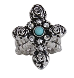 4030184 Christian Cross Turquoise Religious Stretch Ring Bible