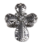 4030186 Christian Cross CZ Stones Religious Stretch Ring Bible