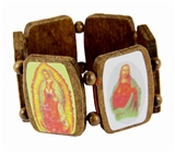 4030189 Saints Wooden Stretch Bracelet Iconic Images Blessed Virgin Lady of Quadalupe