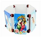 4030190 Saints Wooden Stretch Bracelet Iconic Images Blessed Virgin Lady of Quadalupe 