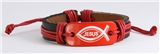 4030193 Jesus Leather Bracelet Red Christian Religious Bible