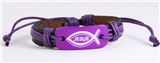 4030195 Jesus Leather Bracelet Purple Christian Religious Bible