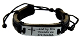 4030217 By HIS Wounds We Are Healed Leather Adjustable Bracelet