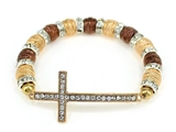 4030224 Designer Beaded Cross Stretch Bracelet Christian Bling Filigree Design
