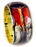 4030229 Crucifixion Bangle Cuff Bracelet Religious Medieval Renaissance Style