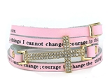 4030253 Serenity Prayer Leather Wrap Bracelet With Cross AA Al anon 12 Step