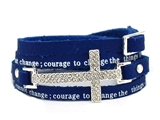 4030254 Serenity Prayer Leather Wrap Bracelet With Cross AA Al anon 12 Step