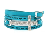 4030259 Serenity Prayer Leather Wrap Bracelet With Cross AA Al anon 12 Step