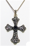 4030292 Cross Neckace Christian Scripture Religious Jewelry Black Onyx