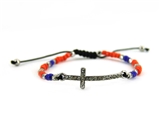 4030312 Beaded Cross Bracelet CZ Diamond Christian Cross