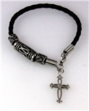 4030314 Black Braided Cord Cross Bracelet Christian Religious