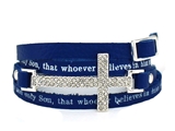 4030316 John 3:16 Leather Wrap Cross Bracelet Adjustable Belt Buckle For God So Loved The World