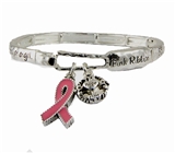 4030347 Pink Ribbon Breast Cancer Stretch Bracelet Angel Courage Fight Strength