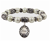 4030350 Sister Beaded Charm Stretch Bracelet Secret Sister Gift Present