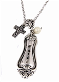 4030352 Old Fashioned Spoon Style FAITH Necklace with Charms Ornate Inspirational Gift