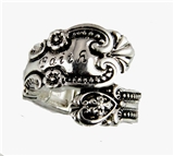 4030354 Spoon Style Stretch Ring FAITH Inscribed Antiqued Finish Jewelry