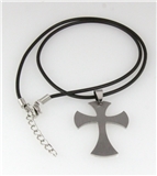 4030438 Christian Cross Necklace Rugged Biker Harley Black Stainless Steel