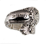 4030440 Spoon Style Stretch Ring SERENITY Inscribed Antiqued Finish Jewelry