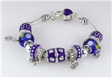 4030442 Pandora Style Purple and Blue with Silver Charm Bracelet