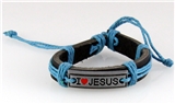 4030443 Christian Leather I Love Jesus Heart Adjustable Bracelet Religious