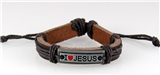 4030444 Christian Leather I Love Jesus Heart Adjustable Bracelet Religious