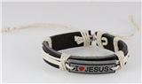 4030446 Christian Leather I Love Jesus Heart Adjustable Bracelet Religious