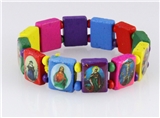 4030459 Wood Holy Saints and Icons Christian Jesus Christ Stretch Bracelet Ca...