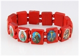 4030462 Wood Holy Saints and Icons Christian Jesus Christ Stretch Bracelet Ca...