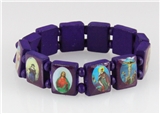 4030463 Wood Holy Saints and Icons Christian Jesus Christ Stretch Bracelet Ca...