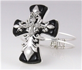 4030475 Ornate Cross Bracelet Hinged Bangle Big Beautiful Western Theme Style