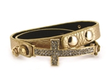 4030493 Christian Cross With Chain Leather Wrap Bracelet Religious