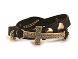 4030494 Christian Cross with Chain Leather Wrap Bracelet Religious