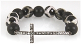 4030504 Sideways Cross Beaded Stretch Bracelet Christian Religious Fashion Je...