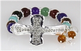 4030508 Beaded Cross Stretch Bracelet Christian Scripture Jesus Bible Religious