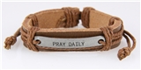 4030515 Pray Daily Leather Bracelet Christian Scripture Jesus Bible Religious