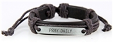 4030516 Pray Daily Leather Bracelet Christian Scripture Jesus Bible Religious