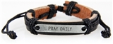 4030517 Pray Daily Leather Bracelet Christian Scripture Jesus Bible Religious