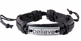 4030526 BELIEVE Leather Bracelet Hope Inspirational Encouragement