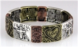 4030577 Christian Hearts Crosses Faith Hope Love Stretch Bracelet Religious B...