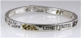 4030601 Christian 2 Tone Stretch Bracelet FHL Faith Hope Love 1st Corinthians 13