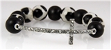 4030602 Christian Sideways Cross Marbelized Bead Stretch Bracelet Religious B...