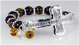 4030607 Beaded Cross Stretch Bracelet Beads Christian Religious Jesus Fashion