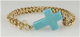 4030612 Cross & Chain Stretch Bracelet Stone Like Cross Christian Fashion Jes...