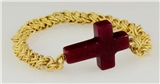 4030614 Cross & Chain Stretch Bracelet Stone Like Cross Christian Fashion Jes...